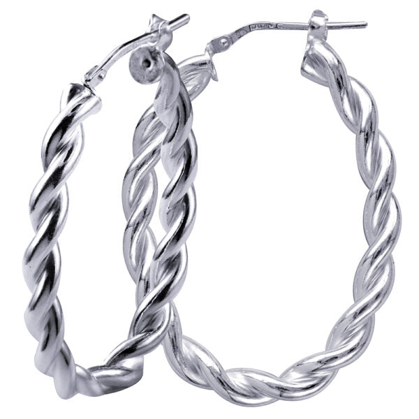 Sterling Silver Twist Hoop Earrings