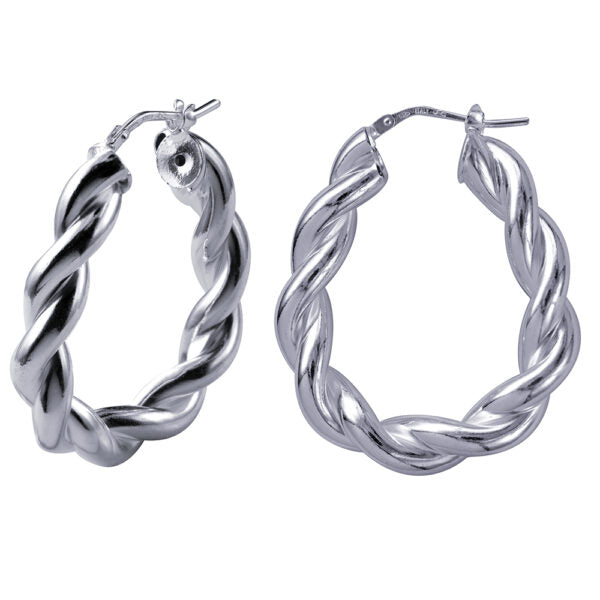 Sterling Silver Twist Hoop Earrings