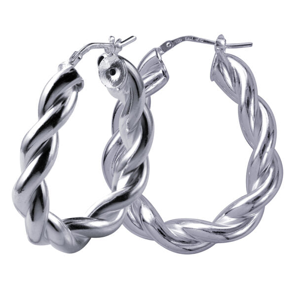 Sterling Silver Twist Hoop Earrings