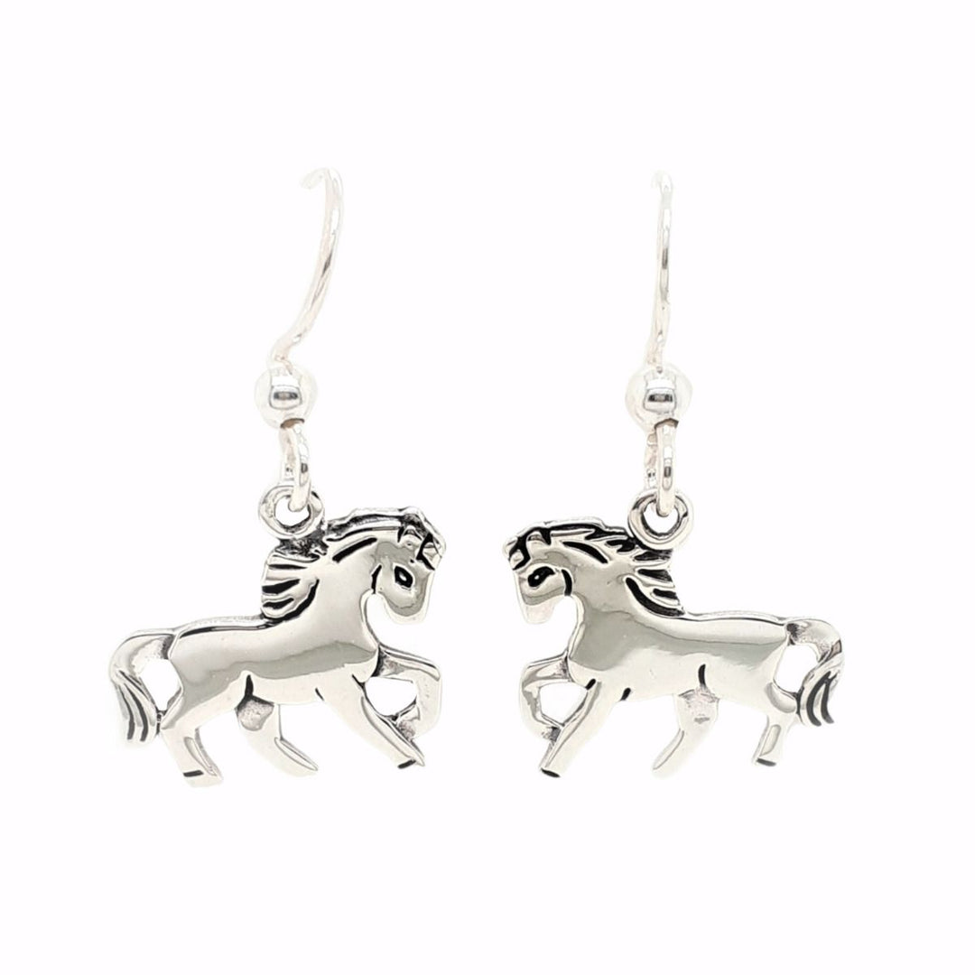 Sterling Silver Horse Shepherd Hook Earrings