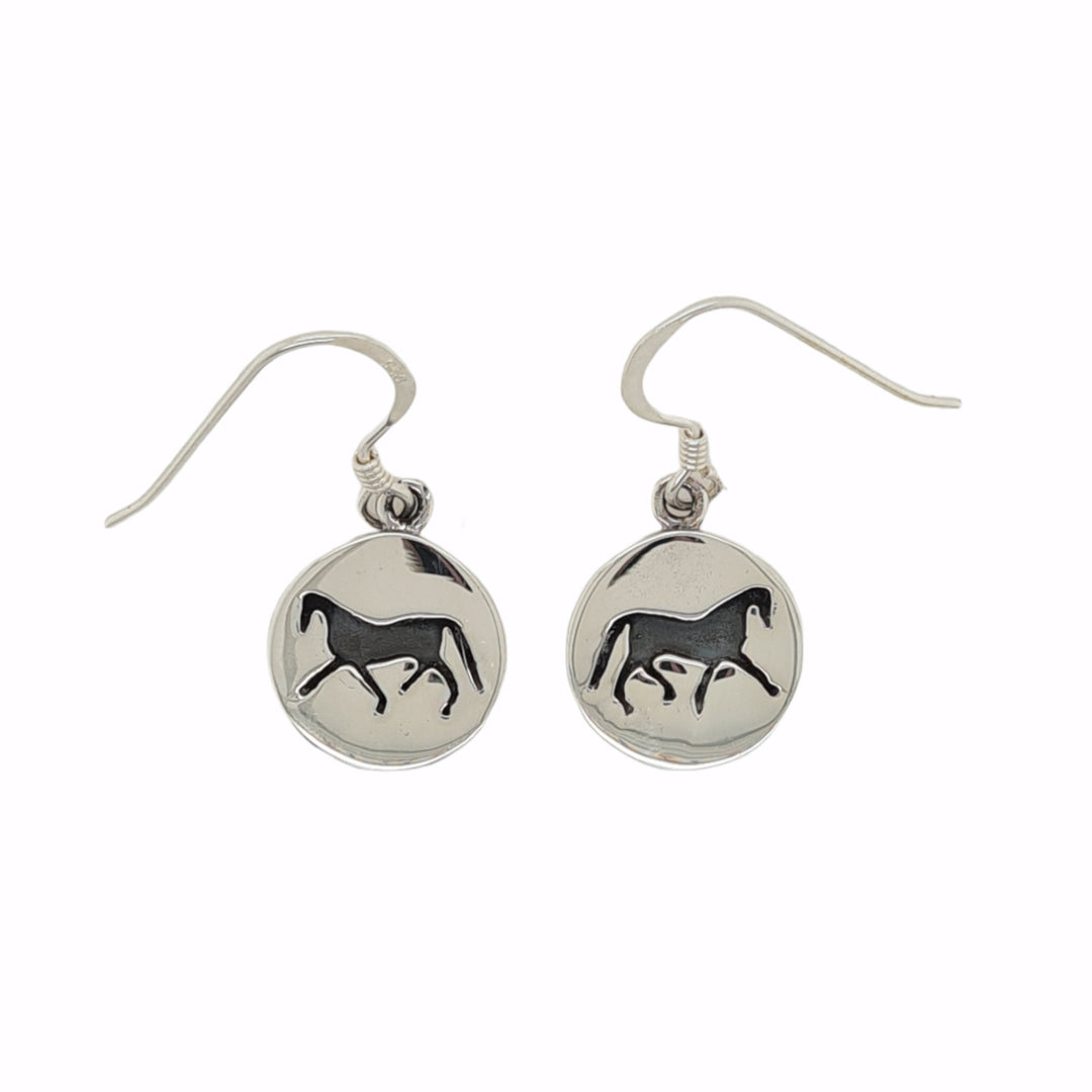 Sterling Silver Horse Shepherd Hook Earrings