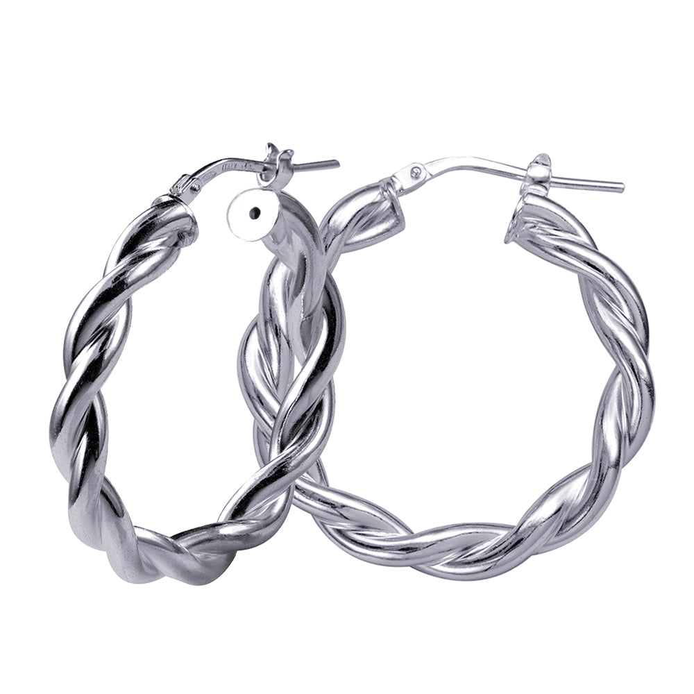 Sterling Silver Twist Hoop Earrings