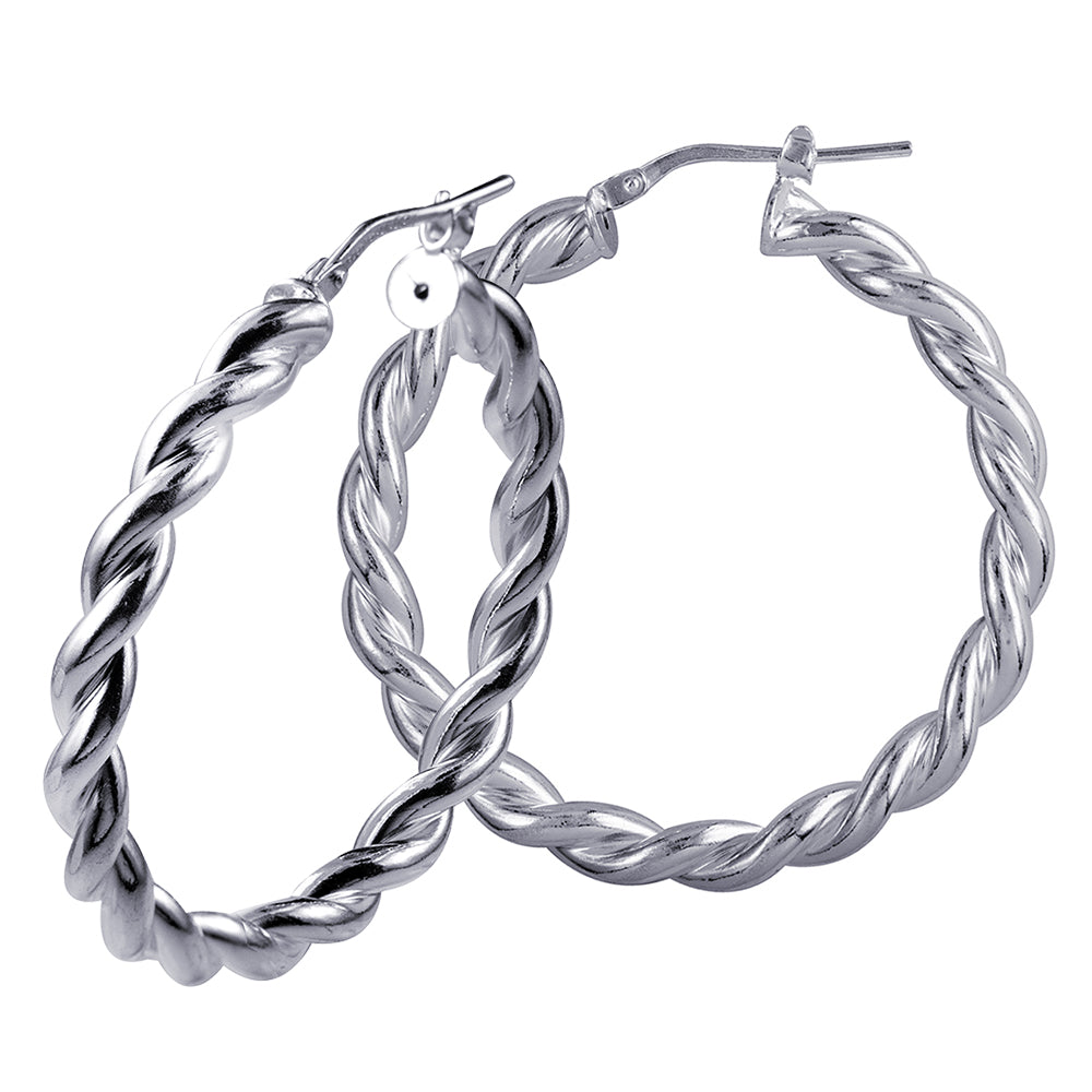 Sterling Silver Twist Hoop Earrings