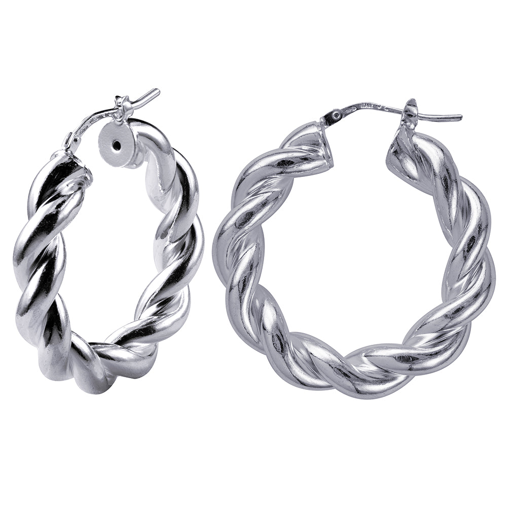 Sterling Silver Twist Hoop Earrings