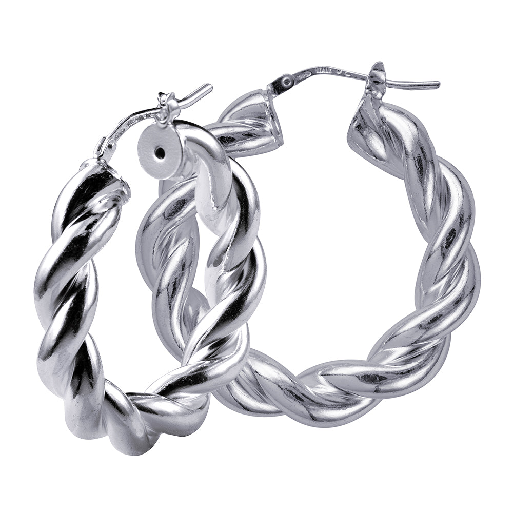 Sterling Silver Twist Hoop Earrings