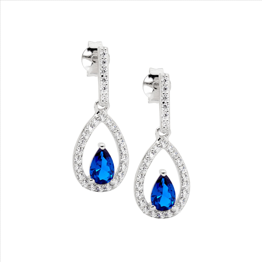 Sterling Silver Cubic Zirconia Teardrop Stud Earrings