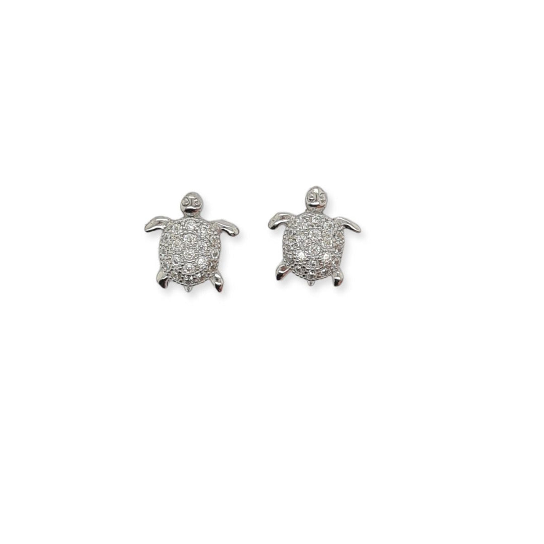 Sterling Silver Cubic Zirconia Turtle Stud Earrings