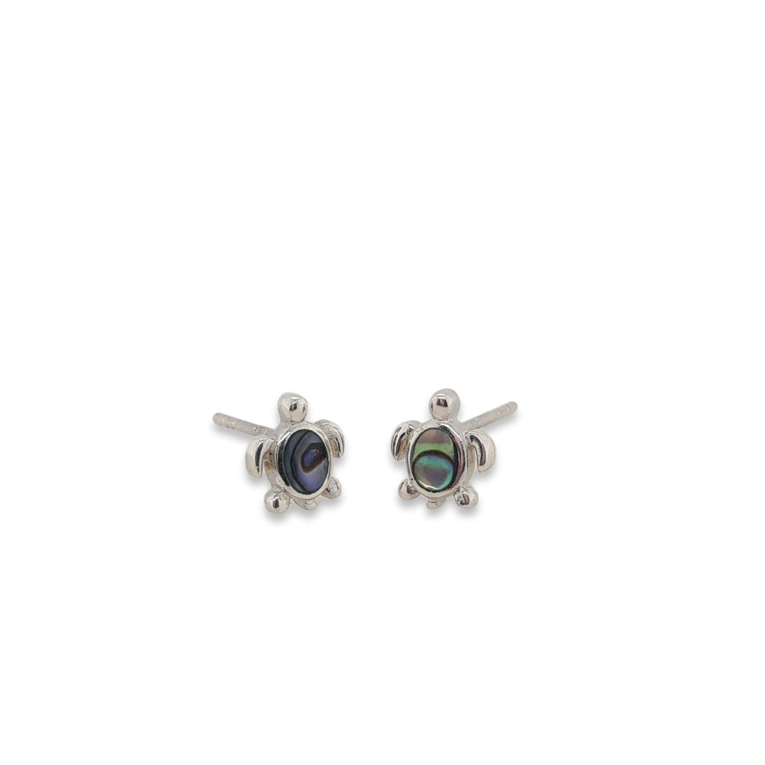 Sterling Silver Paua Shell Sea Turtle Stud Earrings