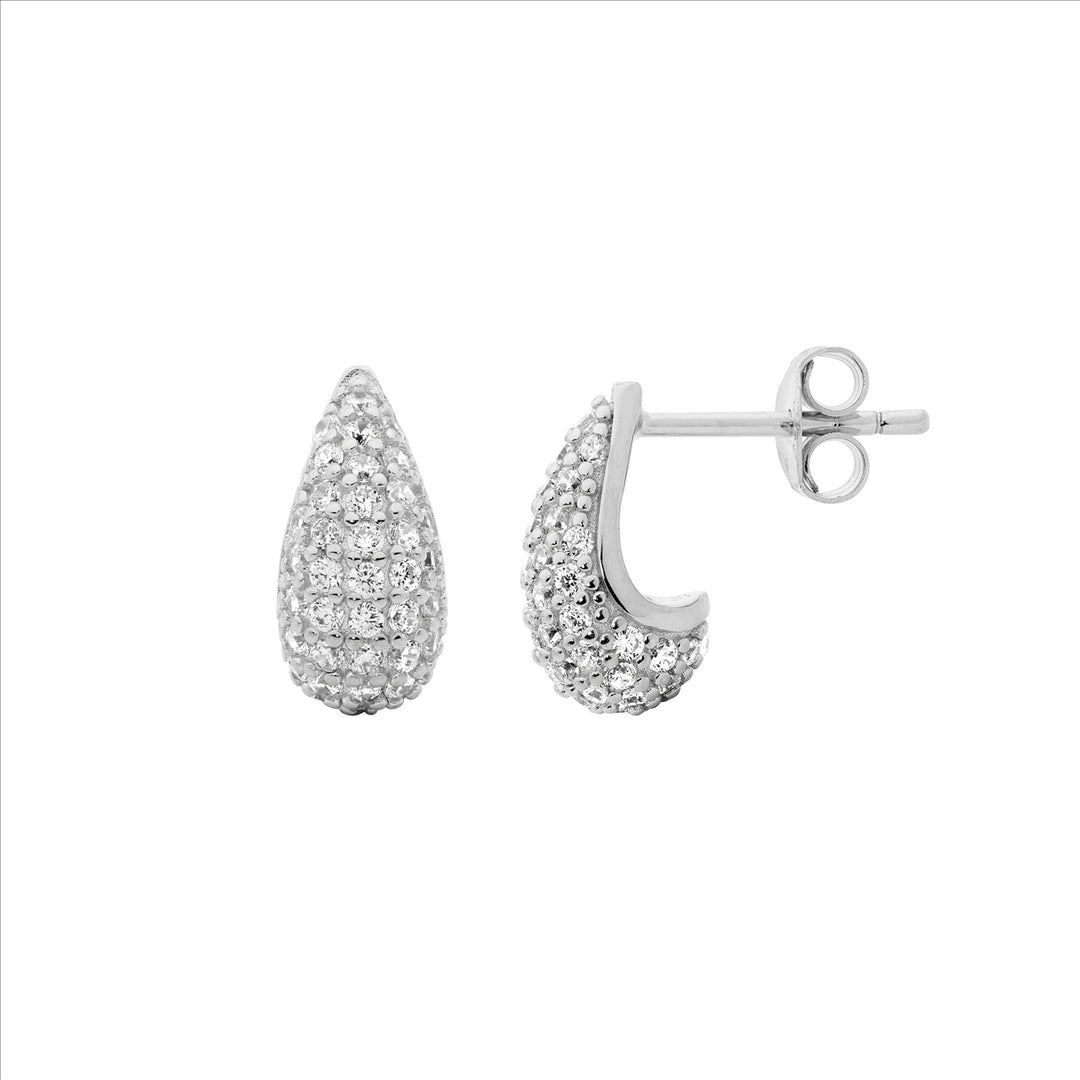 Sterling Silver Cubic Zirconia Teardrop Stud Earrings