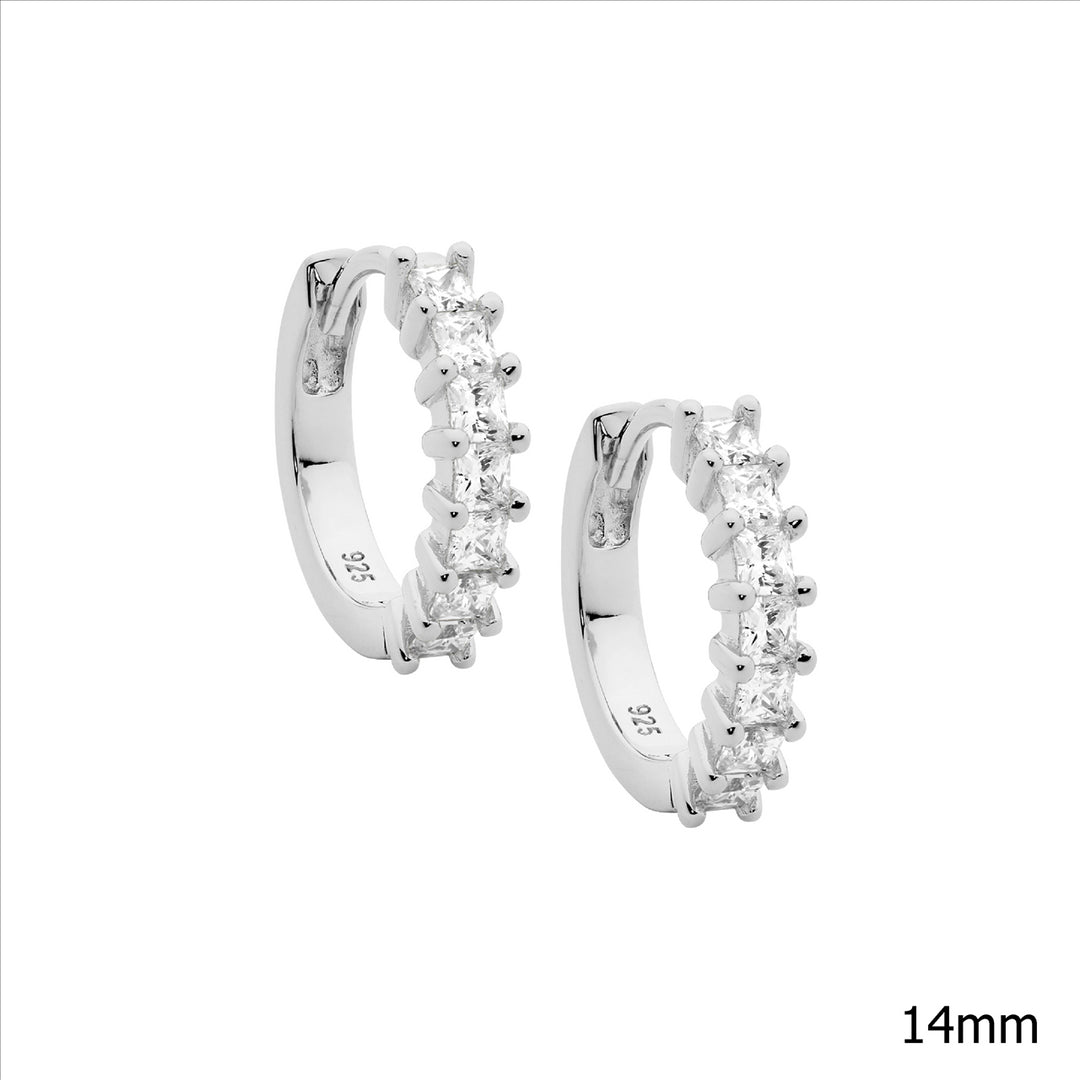 Sterling Silver Cubic Zirconia Huggie Earrings