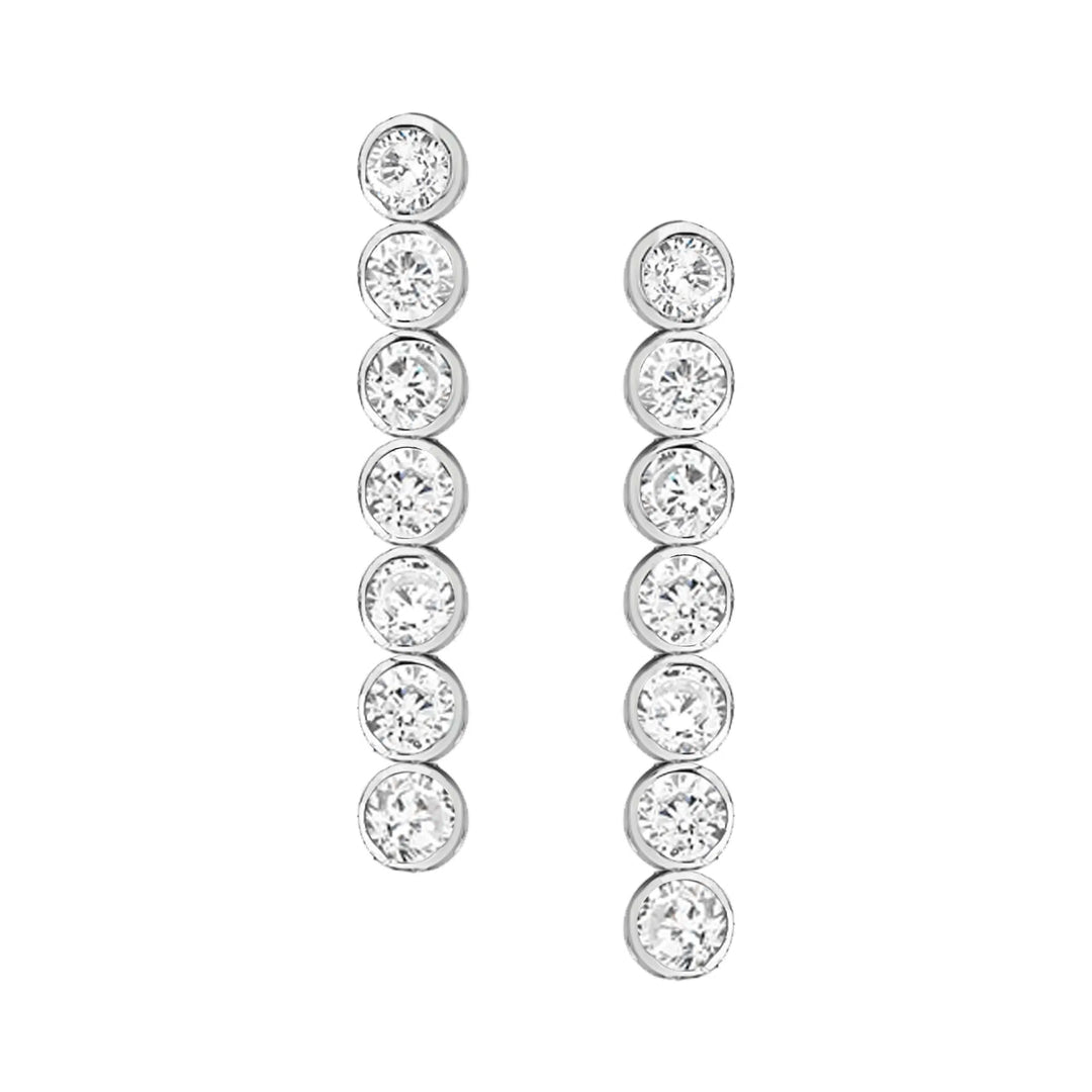 Sterling Silver Cubic Zirconia Drop Stud Earrings