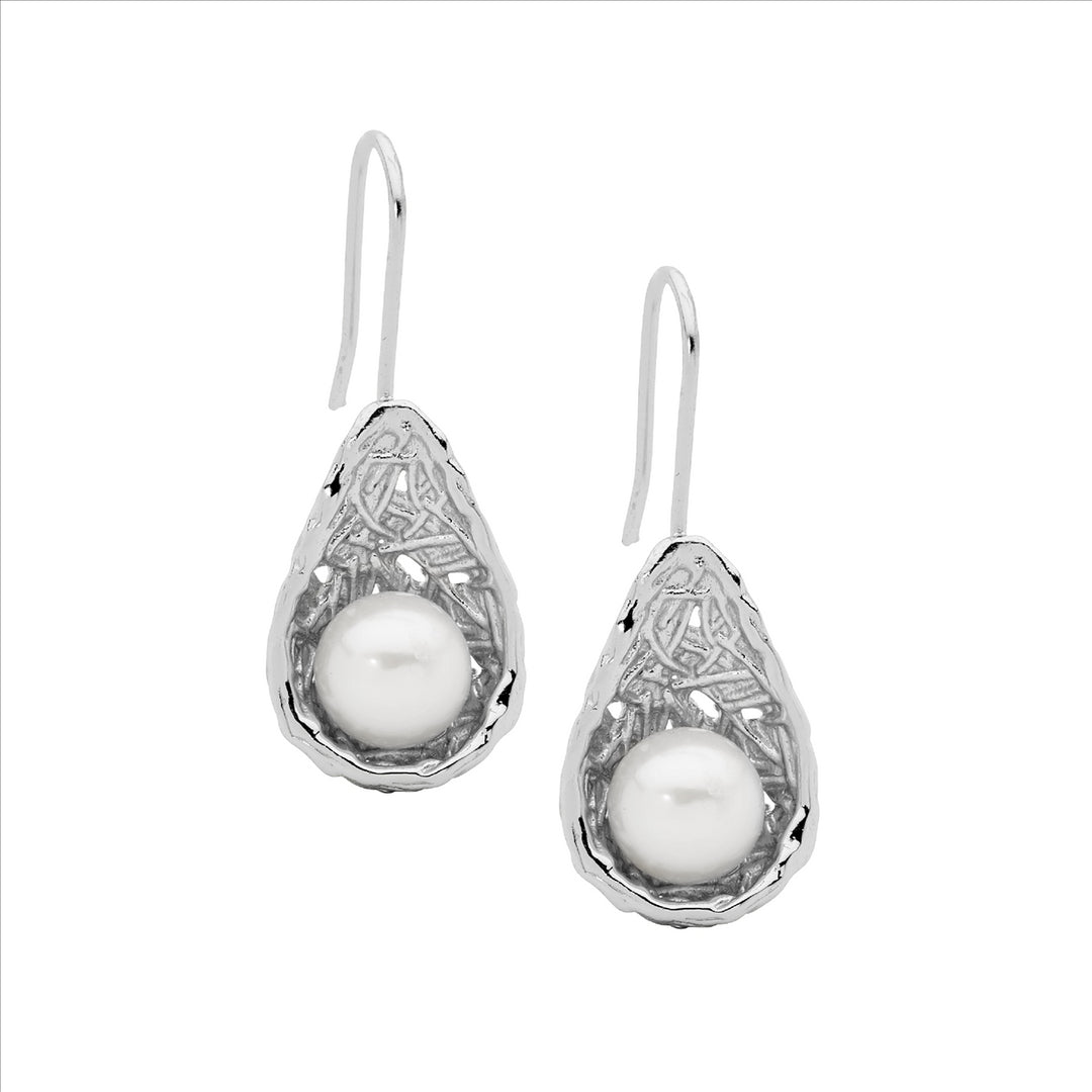 Sterling Silver Pearl Shephard Hook Earrings