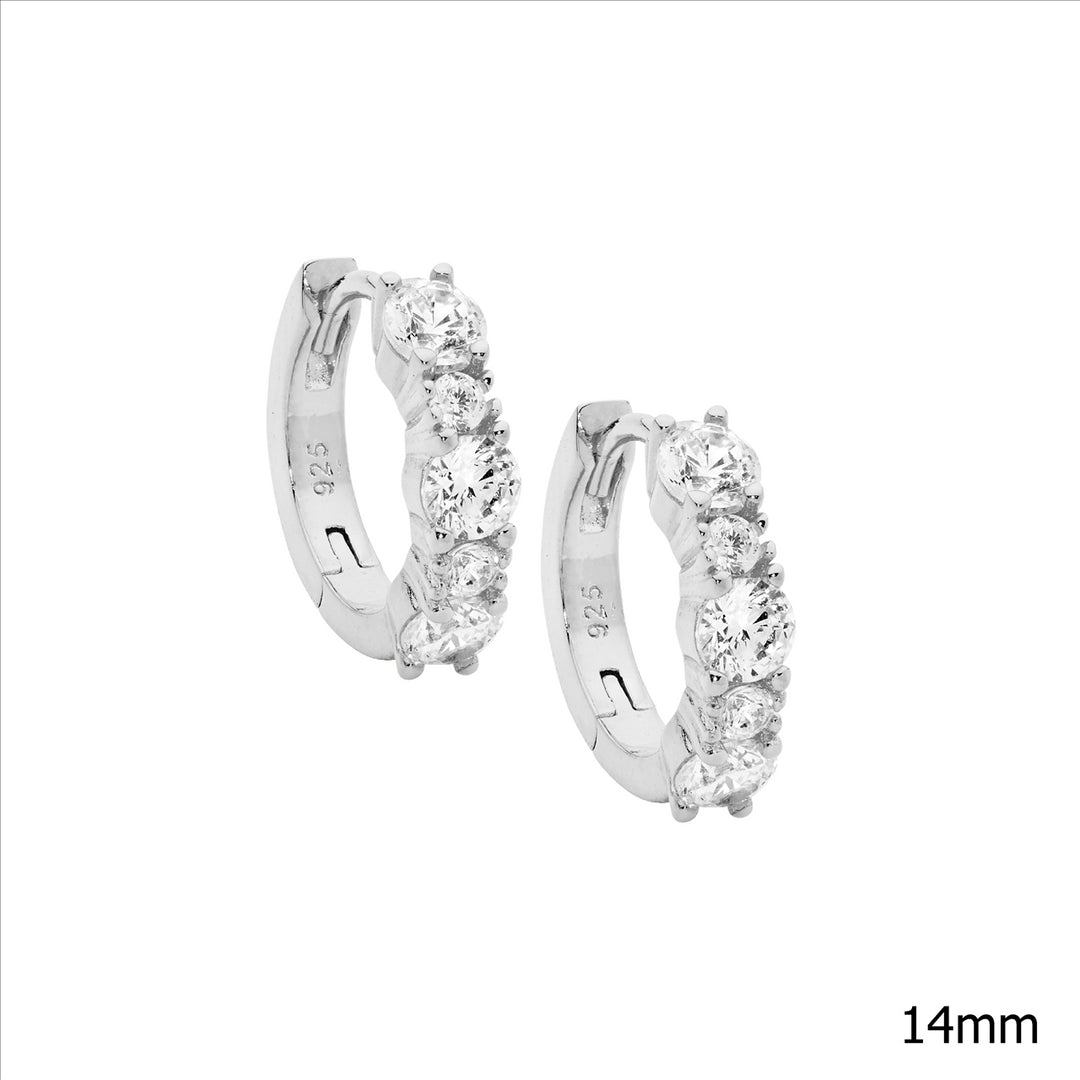 Sterling Silver Cubic Zirconia Huggie Earrings