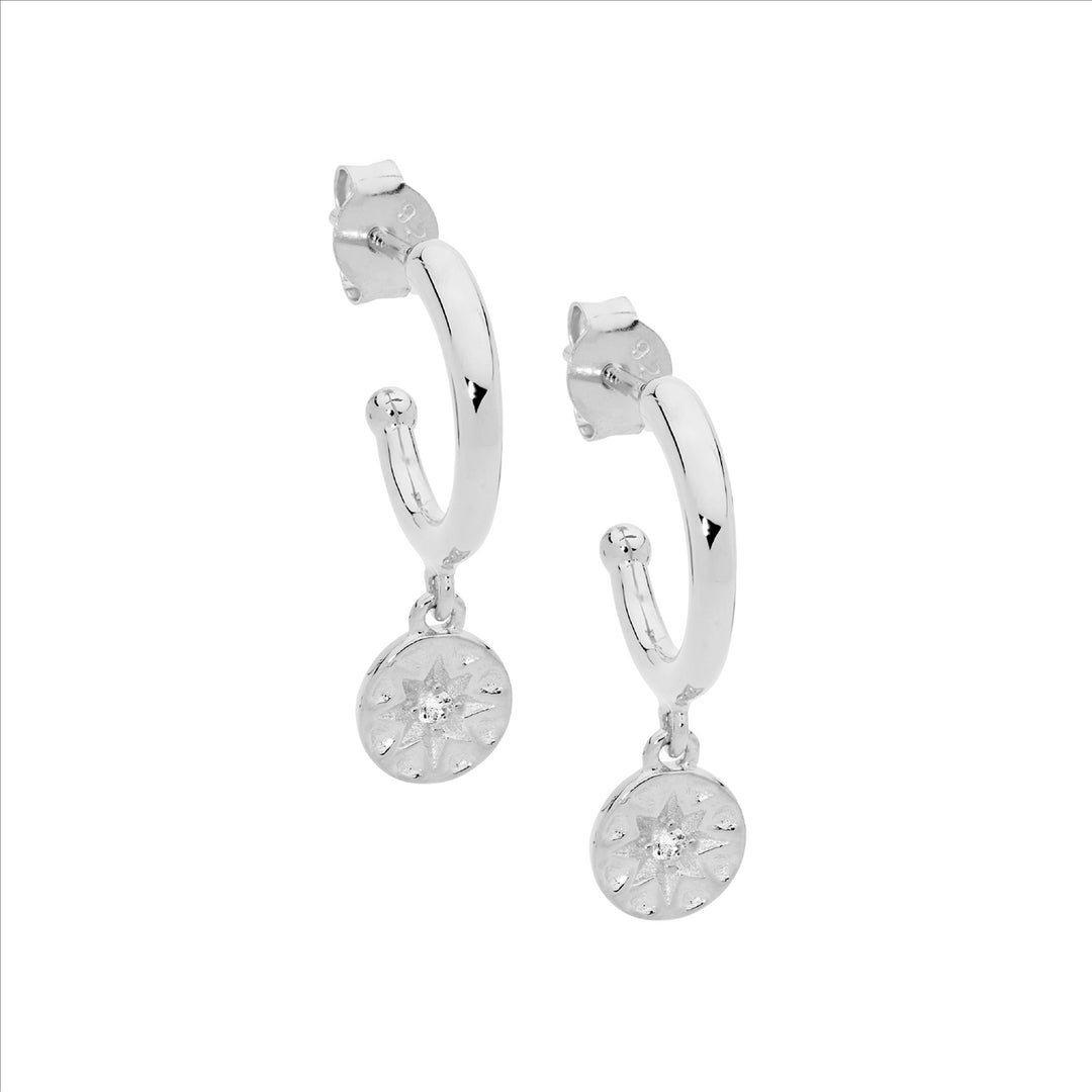 Sterling Silver Cubic Zirconia Hoop Stud Earrings