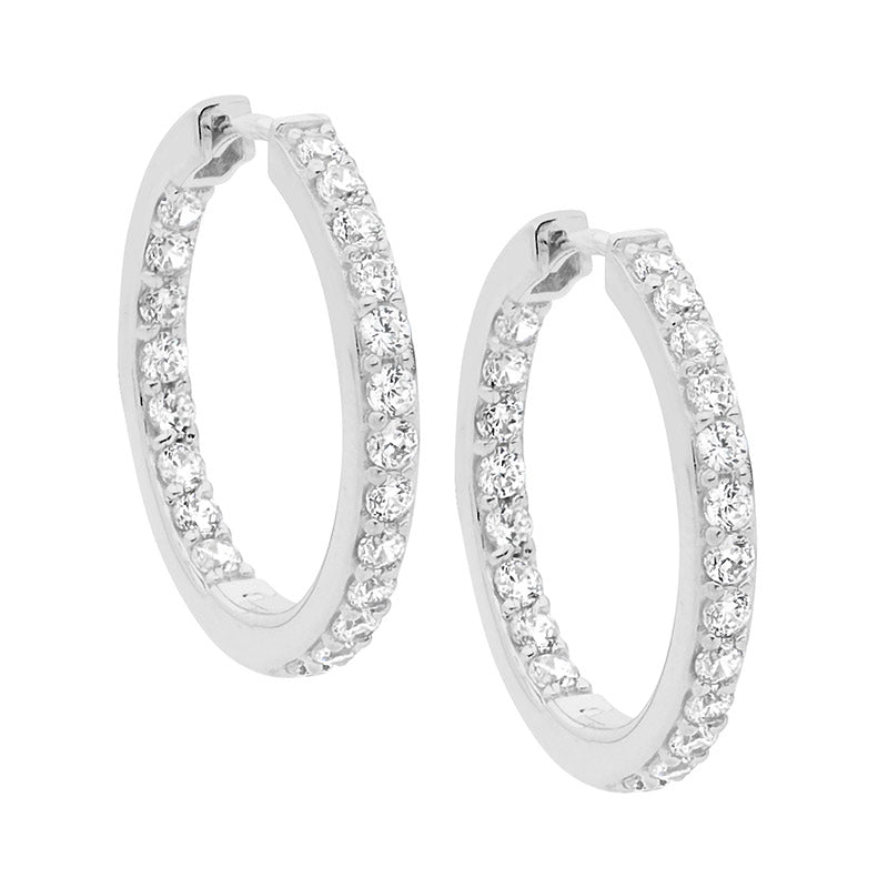 Sterling Silver Cubic Zirconia Huggie Earrings