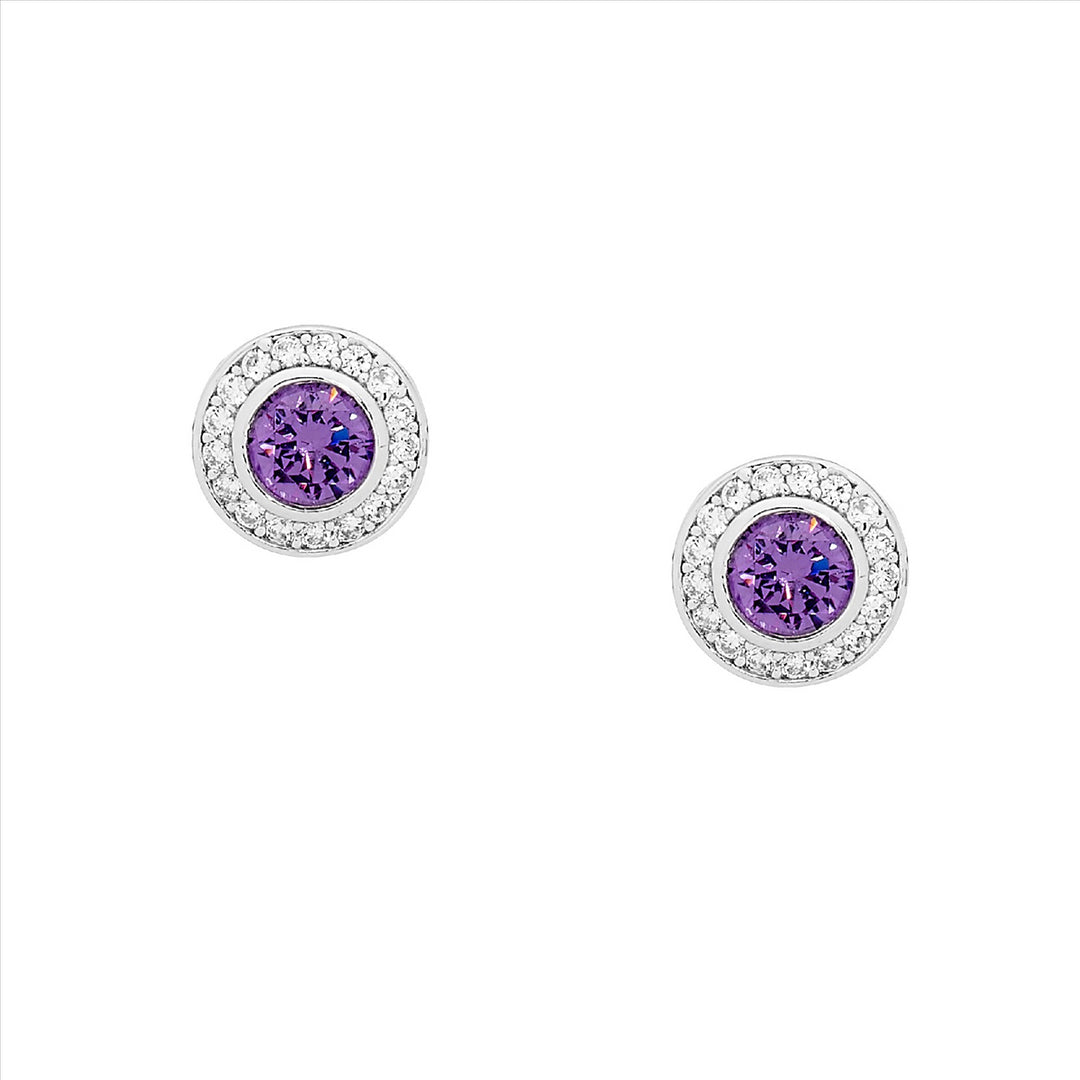 Sterling Silver Cubic Zirconia Halo Stud Earrings