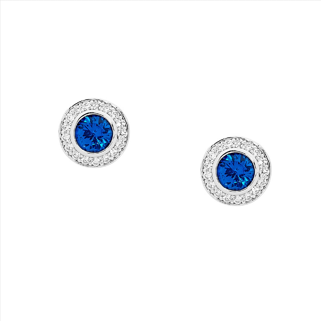 Sterling Silver Cubic Zirconia Halo Stud Earrings