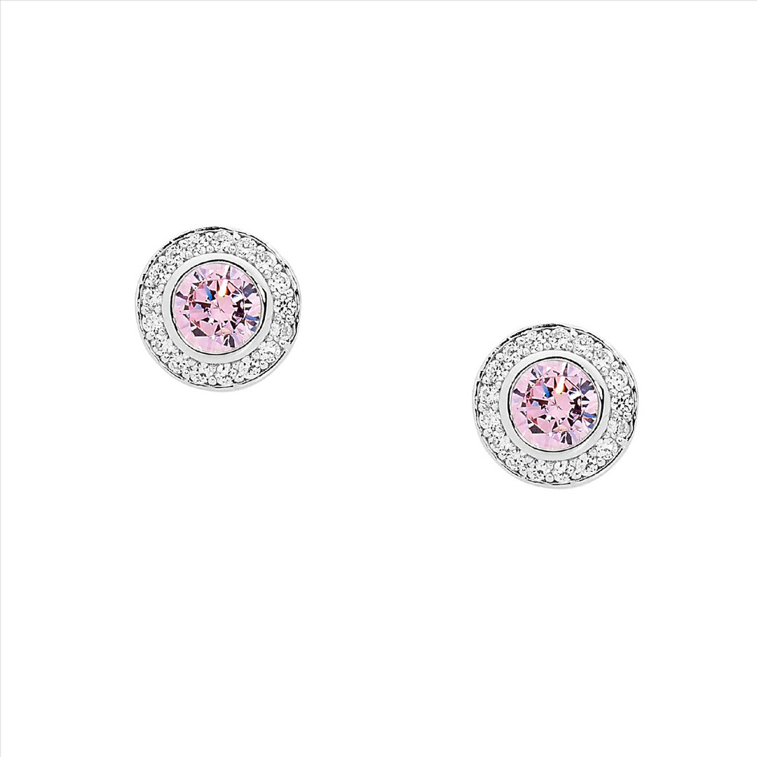 Sterling Silver Cubic Zirconia Halo Stud Earrings