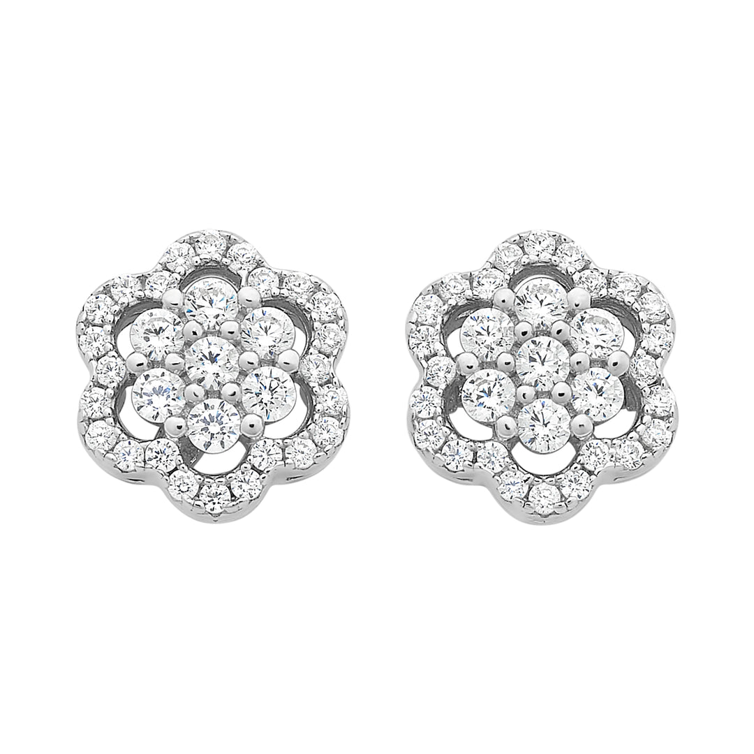 Sterling Silver Cubic Zirconia Stud Earrings