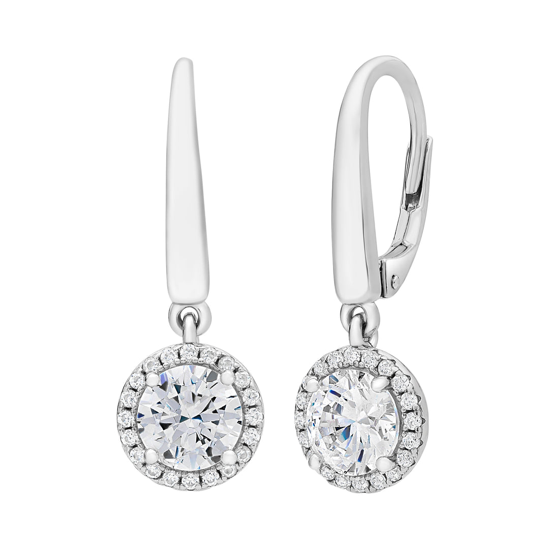 Sterling Silver Cubic Zirconia Drop Shepherd Hook Earrings