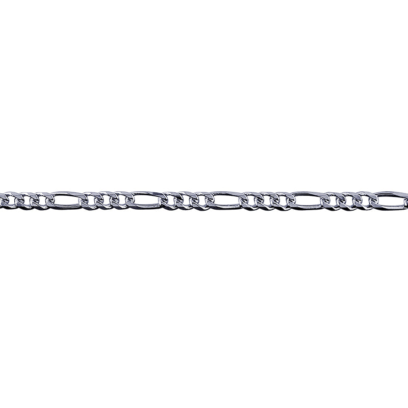 Sterling Silver Bevelled Figaro Chain 60cms