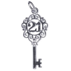 Sterling Silver 21st Key Charm