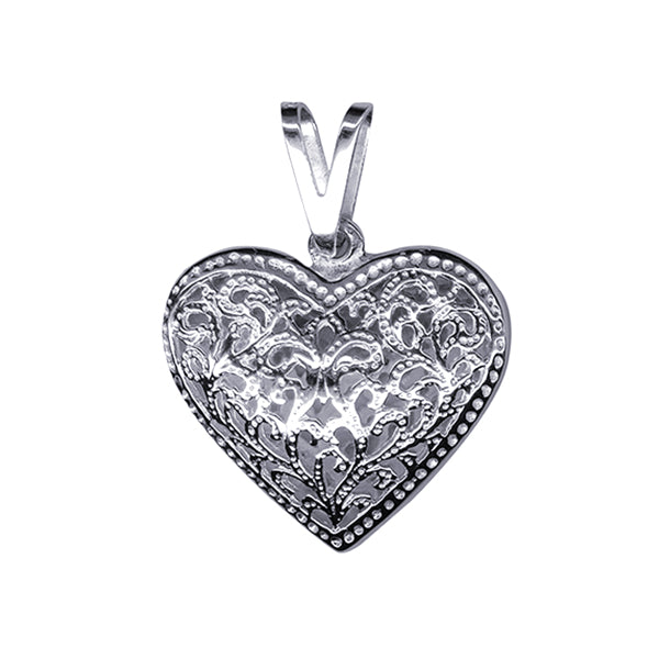 Sterling Silver Filigree Heart Charm