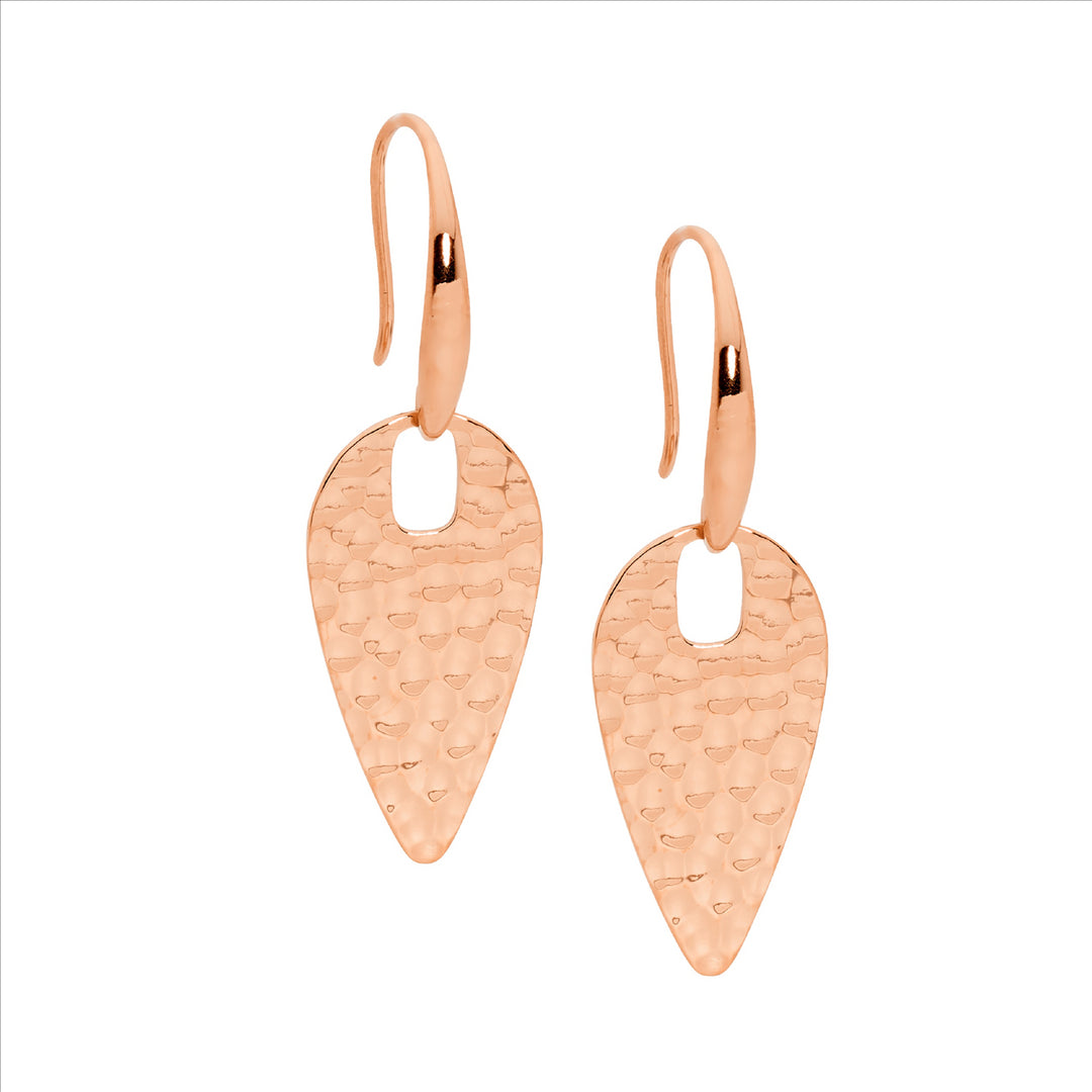Ellani Stainless Steel Rose Gold Plated Spear Drop Earrings