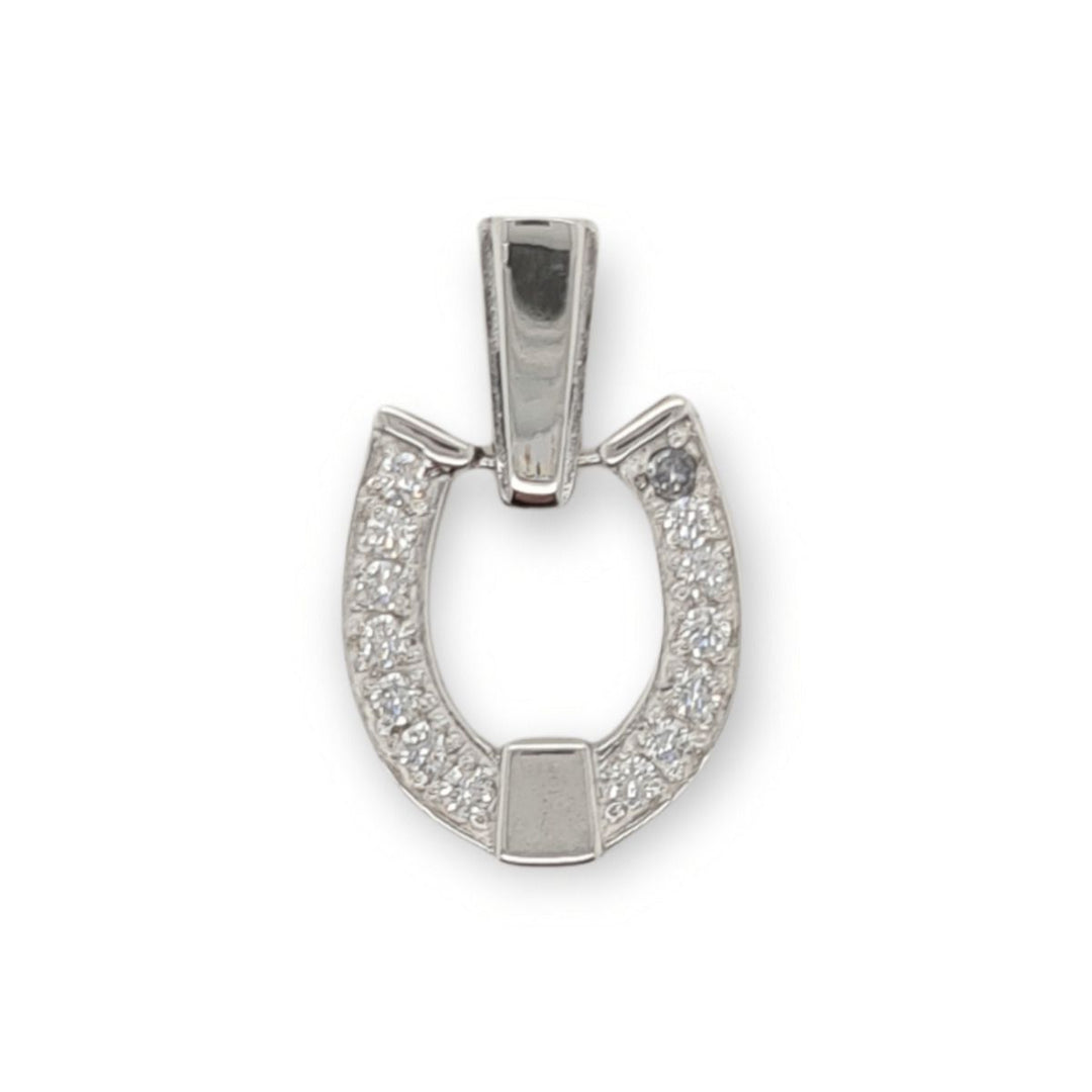 Sterling Silver Cubic Zirconia Horse Shoe Pendant