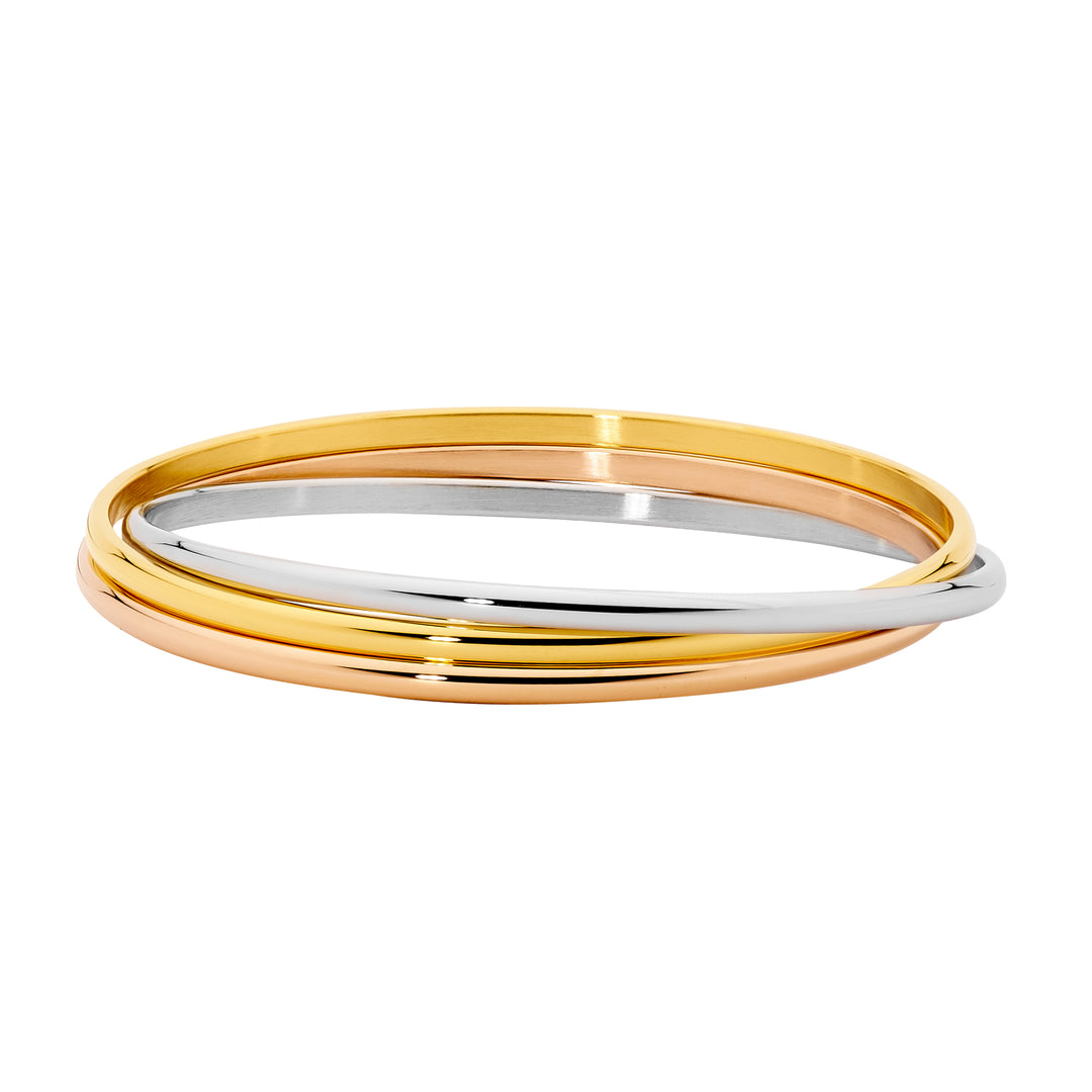 Stainless Steel IP Rose & Yellow Gold Plated Russian Bangle