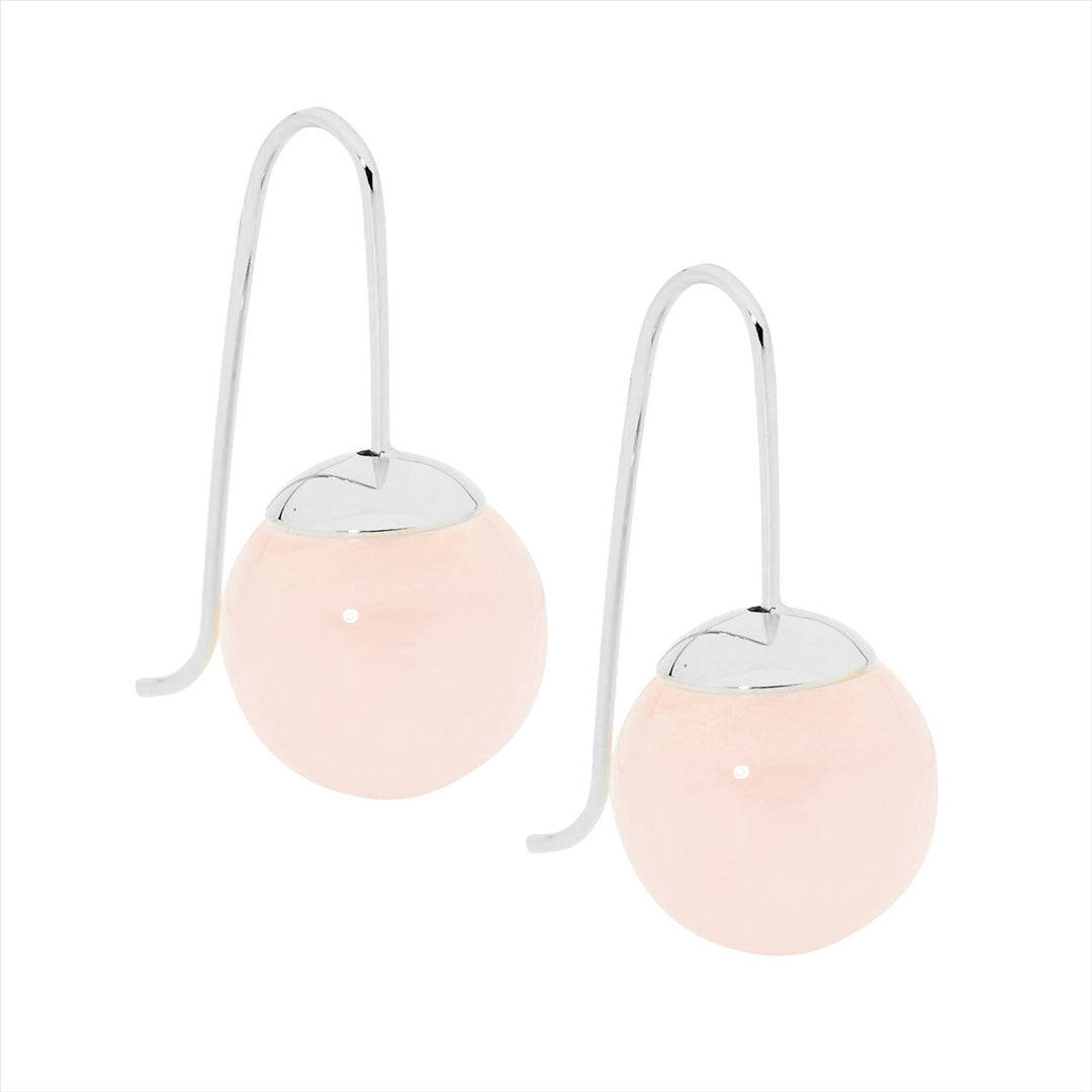 Stainless Steel Rose Quartz Shepherd Hook Earrings
