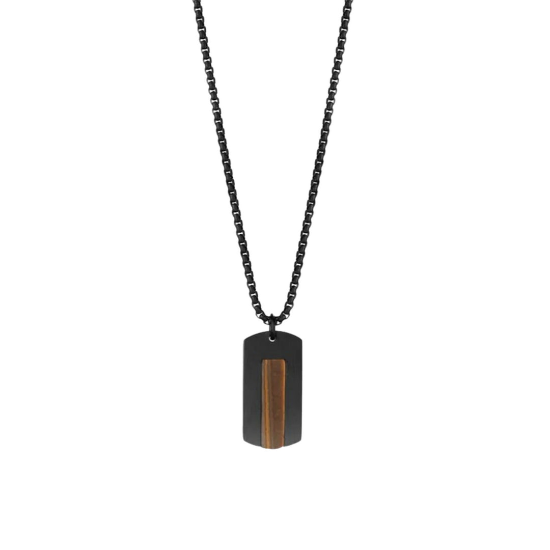 Stainless Steel Black Plated Dog Tag Necklace