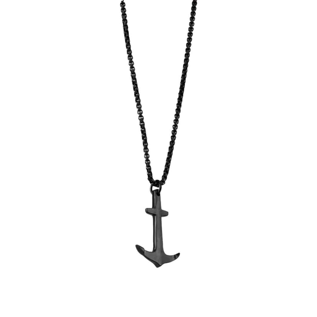 Stainless Steel Black Plated Anchor Necklace