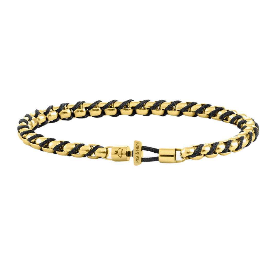 Stainless Steel Yellow Gold Plated Bow Link Belcher Bracelet