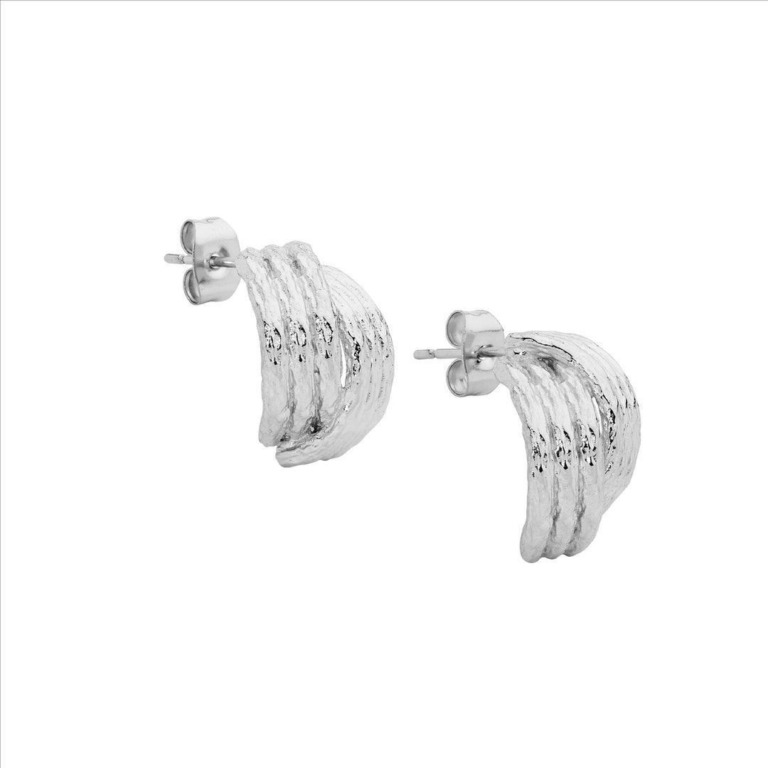 Stainless Steel Crossover Hoop Stud Earrings
