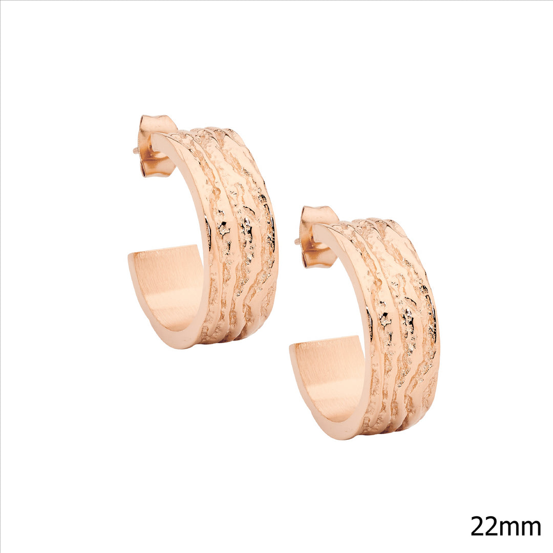 Stainless Steel Rose Gold Plated Hoop Stud Earrings