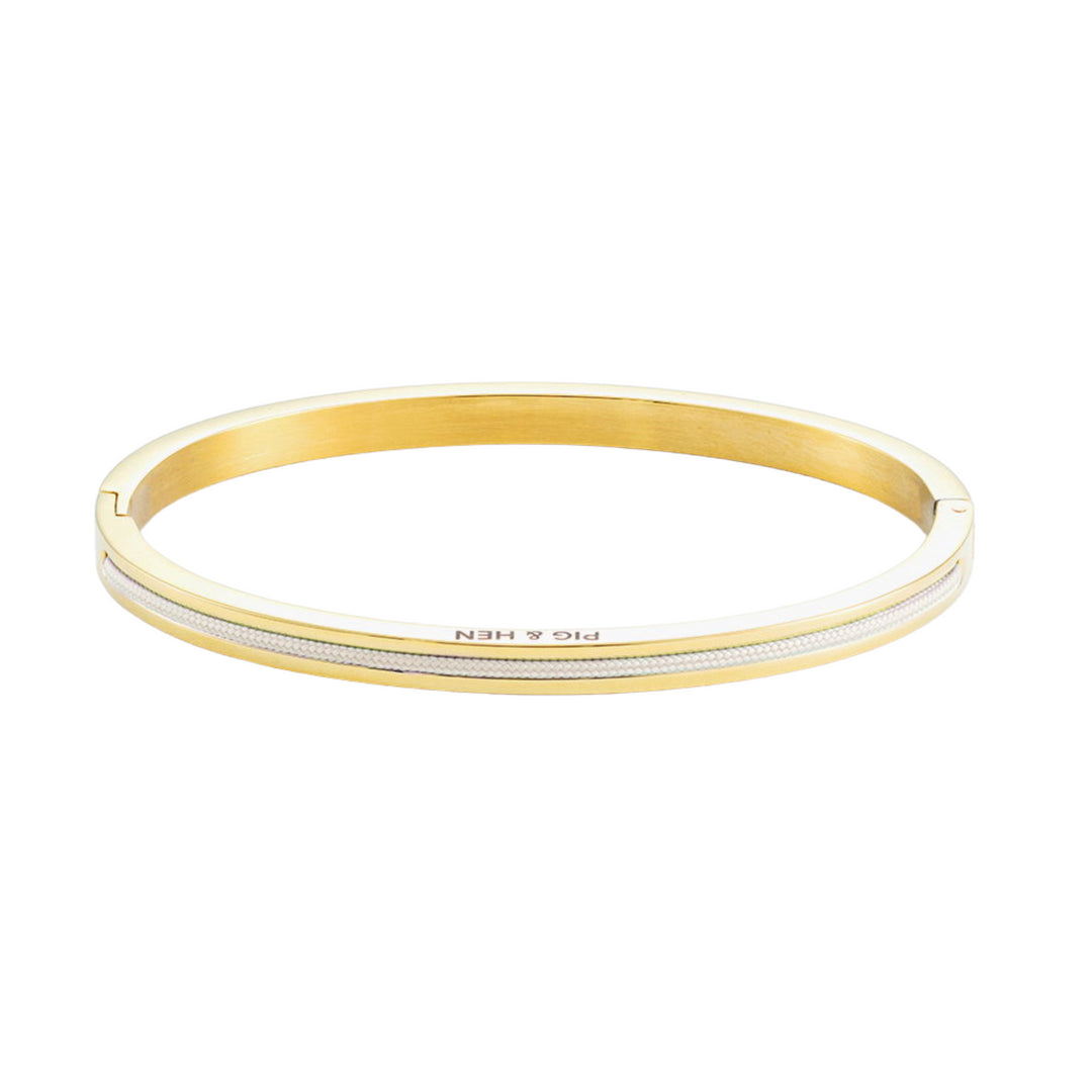 Stainless Steel Yellow Gold Plated Hinge Bangle