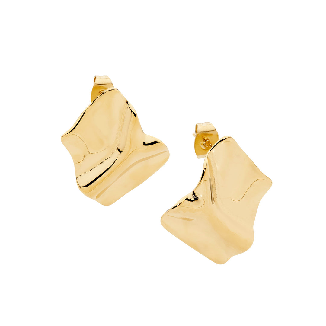 Stainless Steel Yellow Gold Plated Stud Earrings
