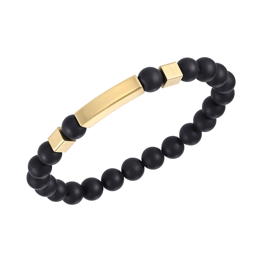 Yellow Gold Plated Stainless Steel Agate Bracelet