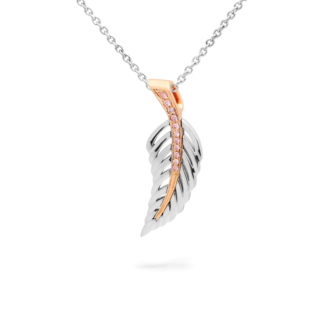 18ct White & Rose Gold Argyle Pink Diamond Leaf Pendant