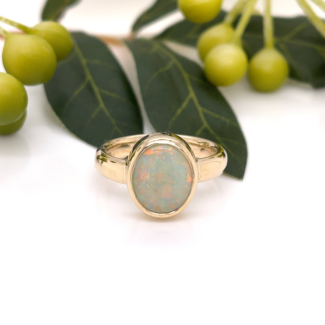 Custom Made 9ct Yellow Gold Opal Ring