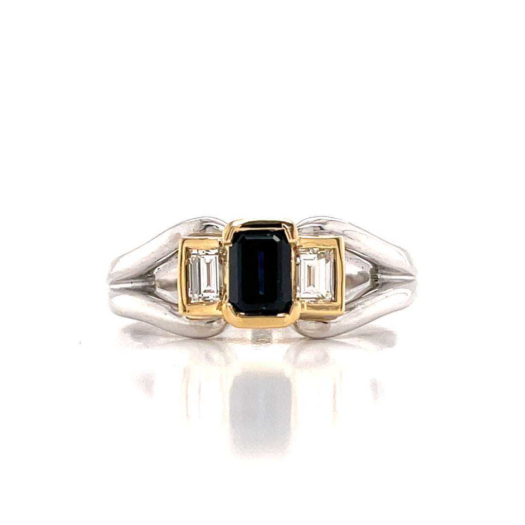 Custom Made 18ct White Gold Sapphire & Diamond Ring