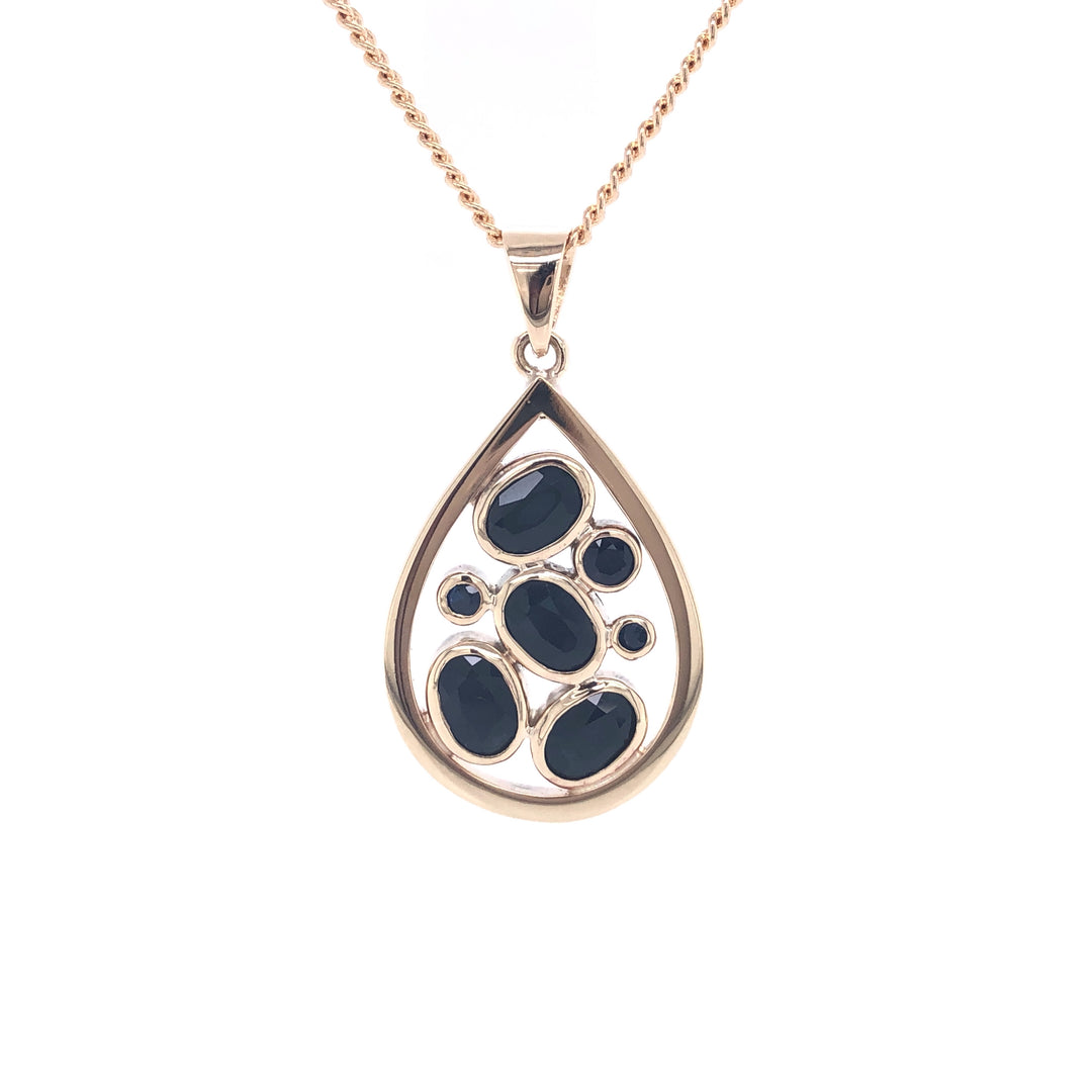 Custom Made 9ct Yellow Gold Sapphire Pendant