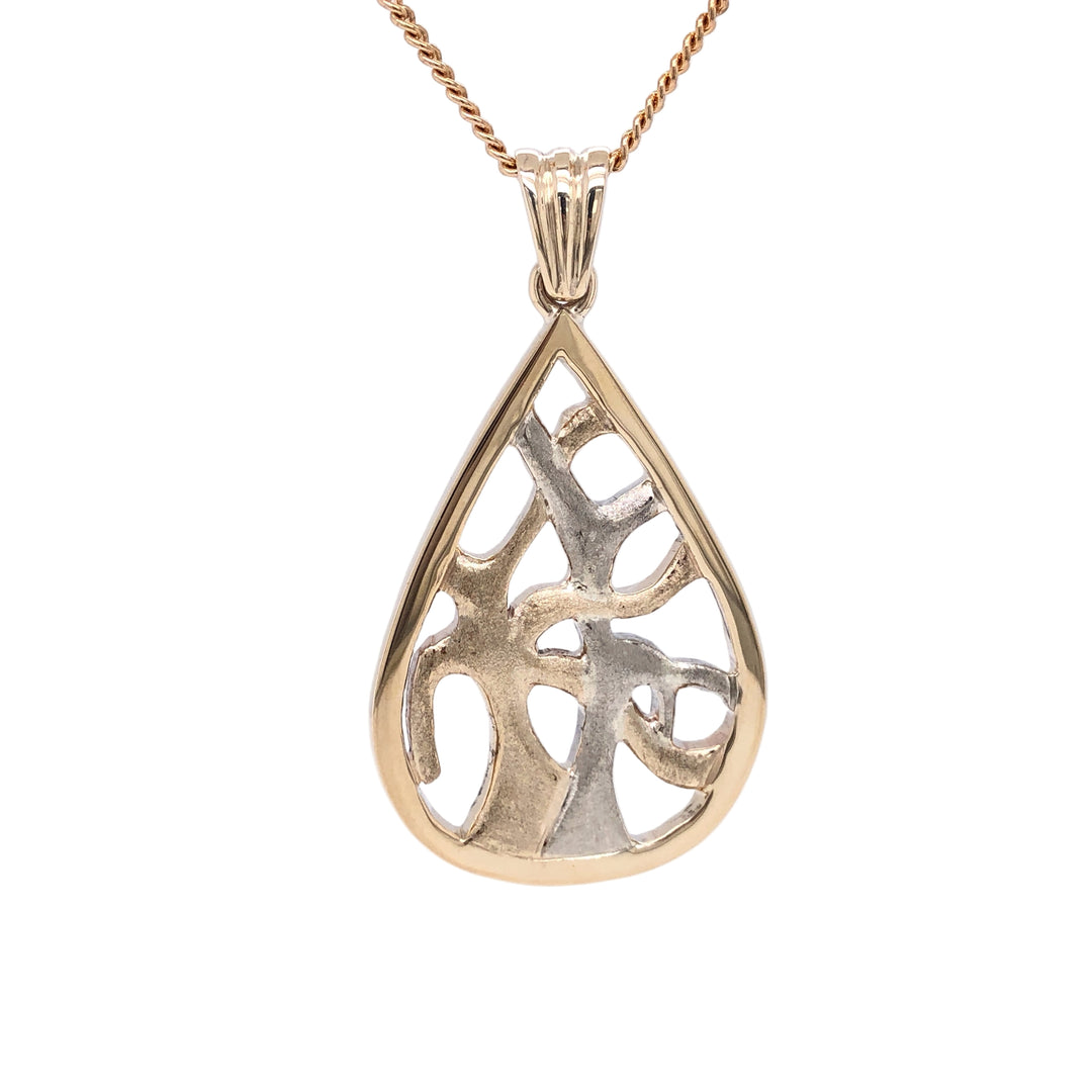 Custom Made 9ct Yellow & White Gold Tree Pendant