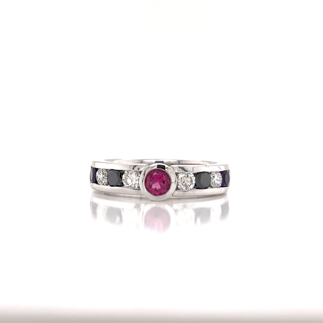Custom Made 18ct White Gold Pink Tourmaline & Diamond Ring