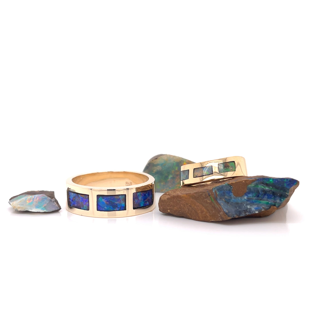 Custom Made 18ct Yellow Gold Opal Wedding Ring