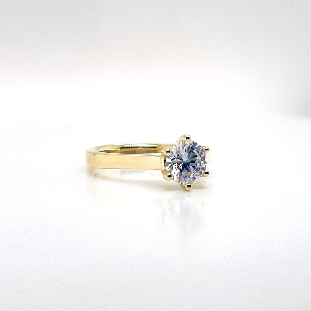 Custom Made 9ct Yellow Gold White Cubic Zirconia Ring