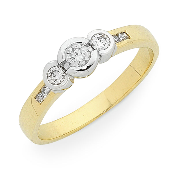9ct Yellow Gold & White Gold Diamond Ring