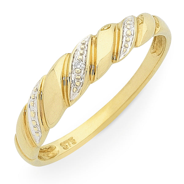 9ct Yellow Gold Diamond Ring