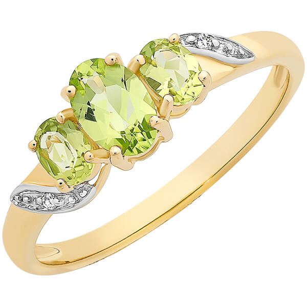 9ct Yellow Gold Peridot & Diamond Ring